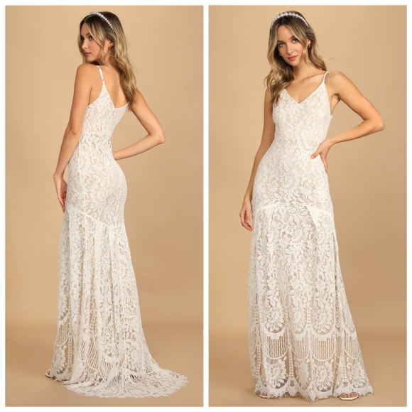 Lulus | Dresses | Lulus Flynn White Lace Maxi Dress | Poshmark